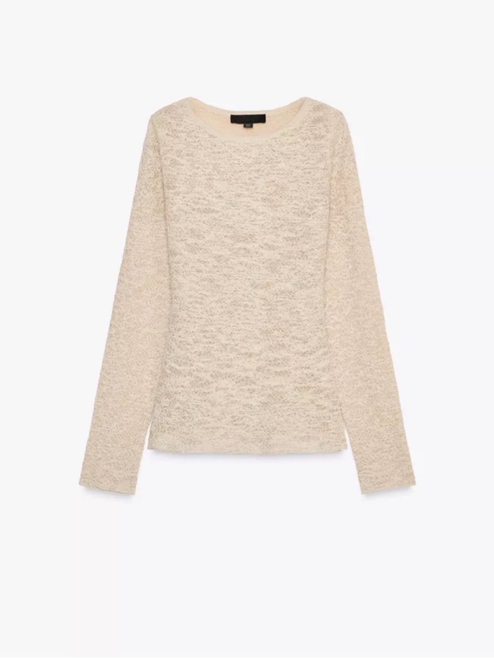 Zara Beige Textured Knit Long-Sleeve Top - Size L